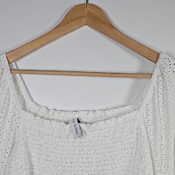 Grace+Karma Smocked Top size XL White Prairie Milk Maid Boho Fairy Coquette - Picture 3 of 10